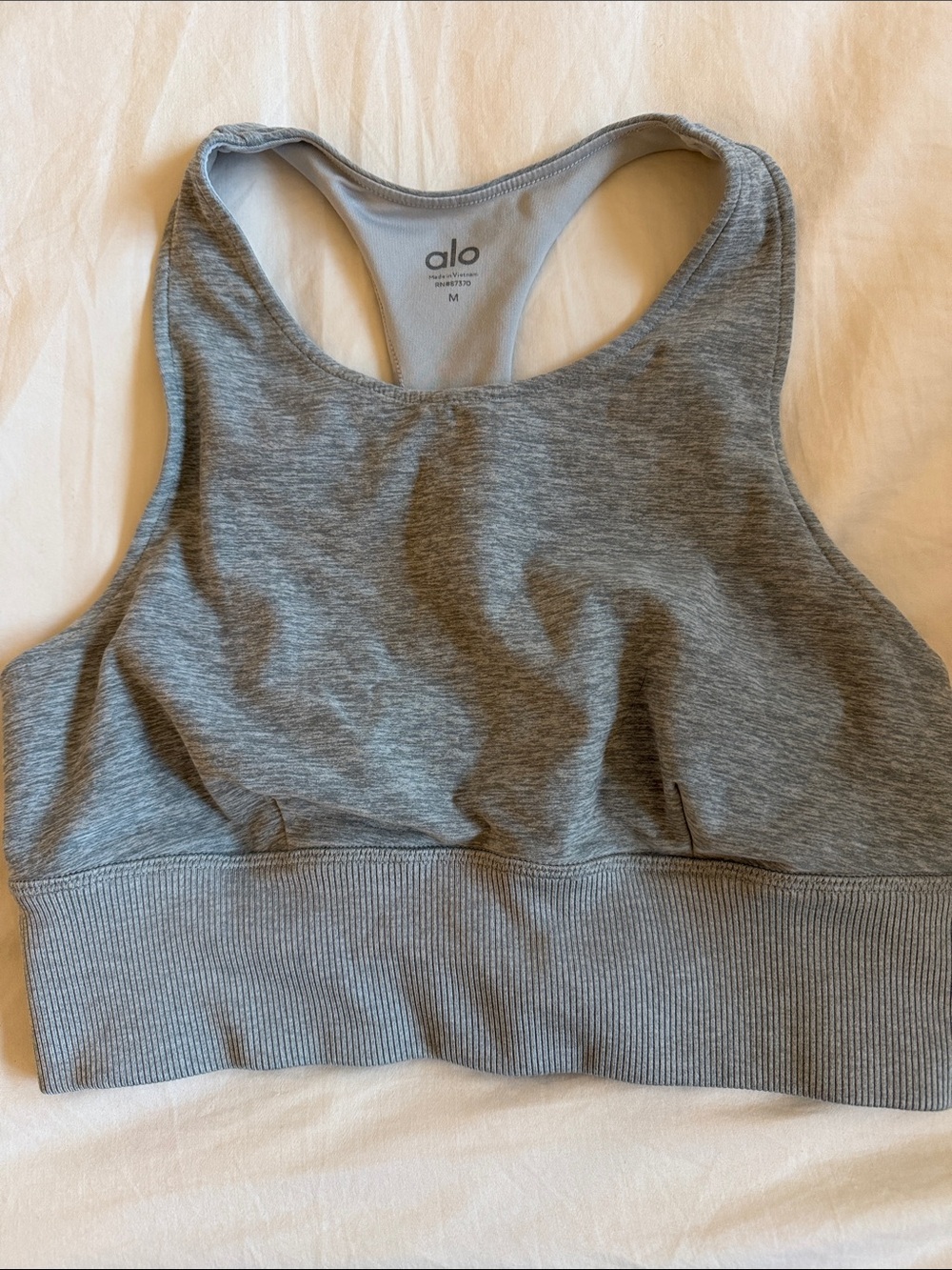 ALO Yoga Heather Gray High-Neck Racerback Sports Bra